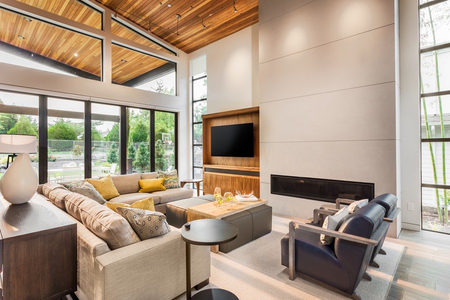 Modern living room with home automation